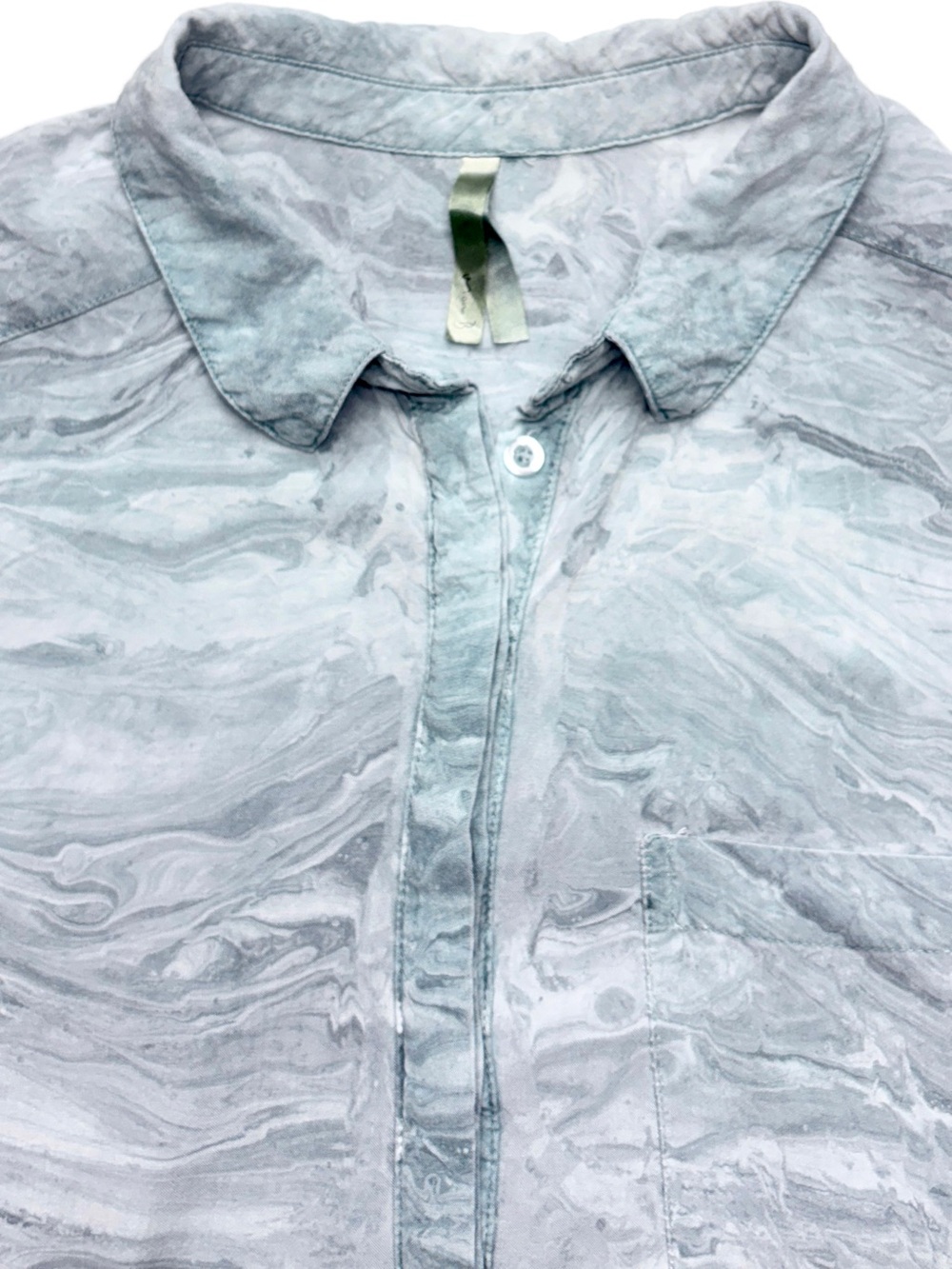 Mona B Shirt Dress Women’s L Gray White Marble Print Midi Button Down